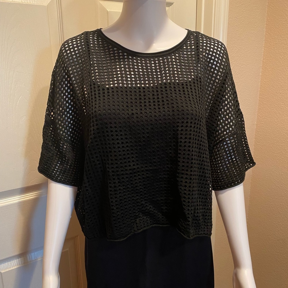 Black Mesh crop light weight sweater. - Picture 2 of 4
